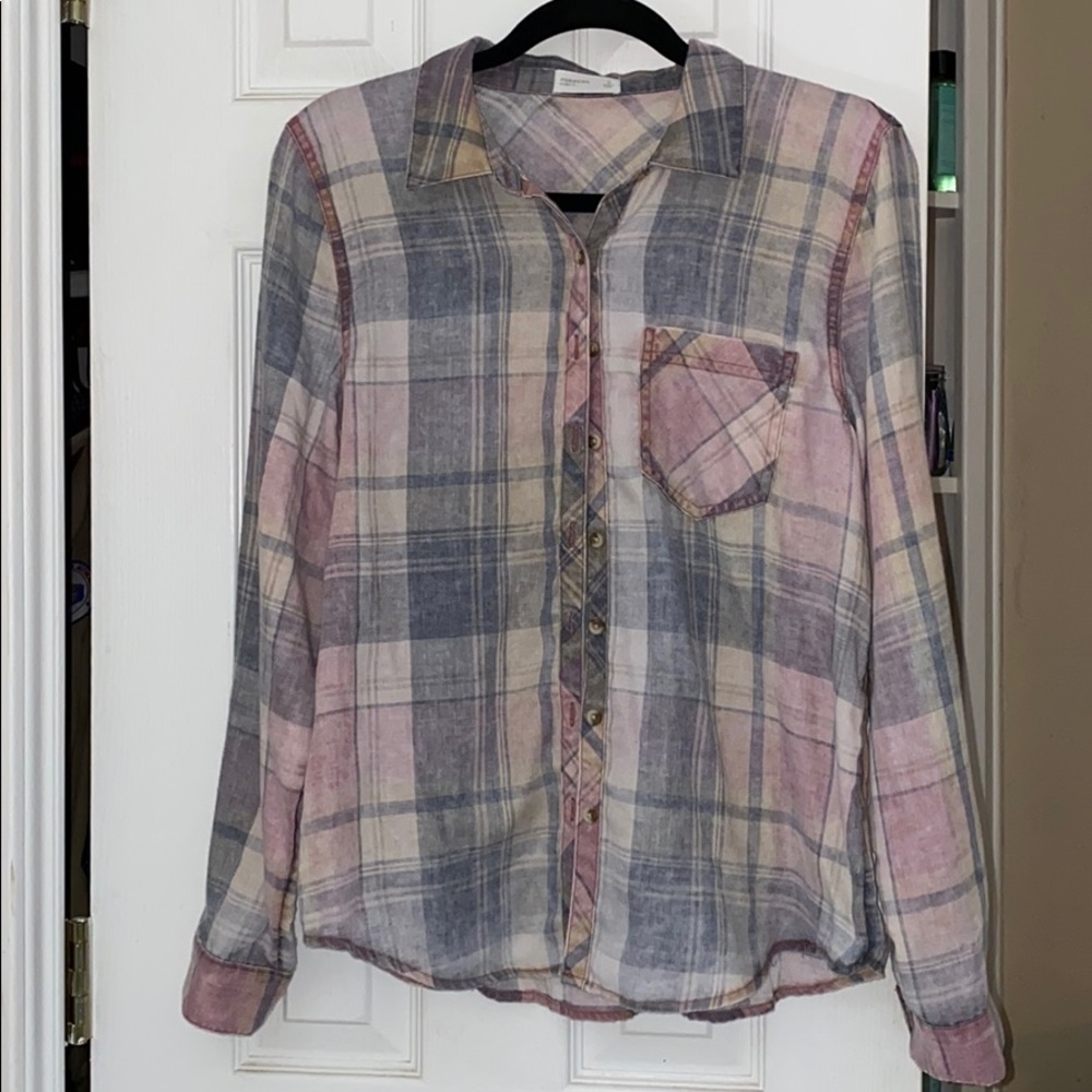 Maurices Relaxed Fit Button Up Plaid Shirt